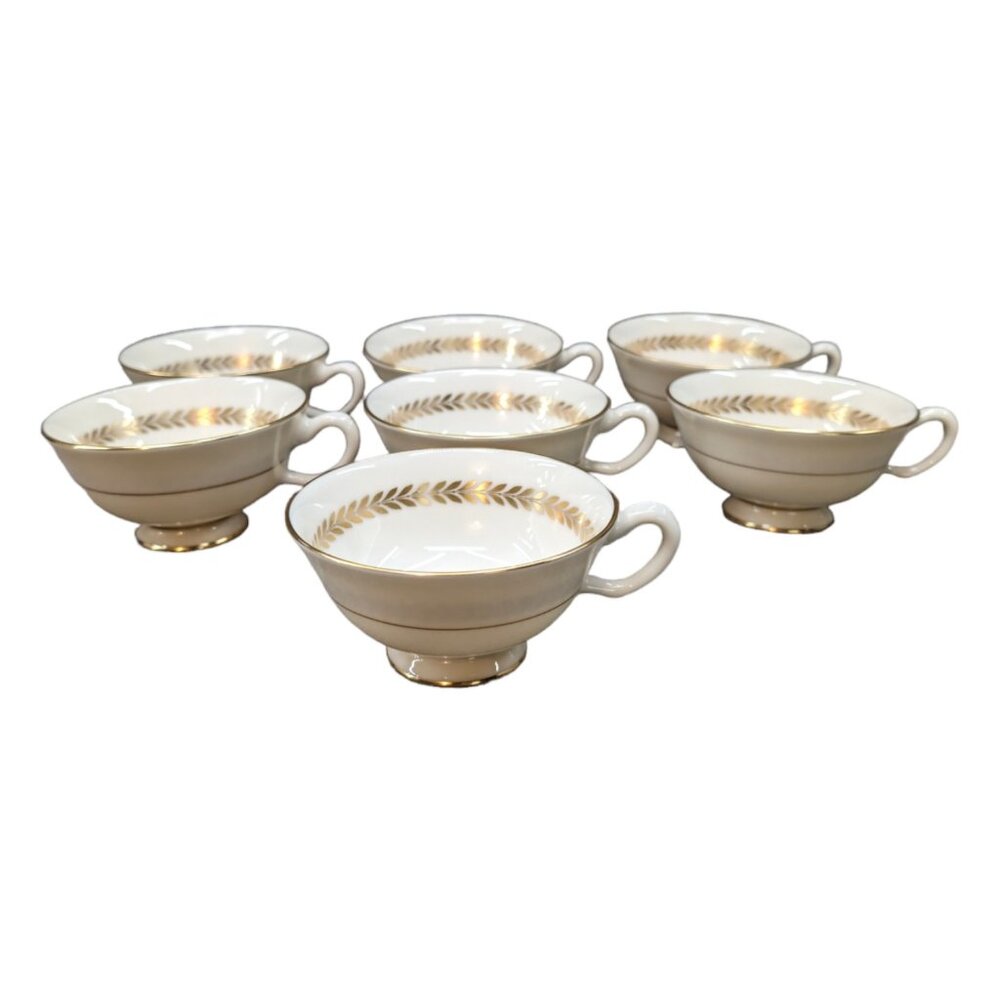 Vtg Lenox Imperial Teacup  LOT OF 7 Cream Gold P-338 Laurel Trim Footed 6 OZ